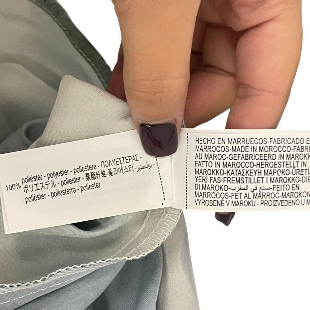 Zara Womens Midi Dress L Green Printed Satin Effect Short Sleeve 2362/119 NWT - Picture 9 of 15